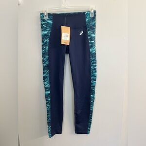 NWT Blue Asics 7/8 Performance Tight Leggings Women’s Size XS Yoga Chic